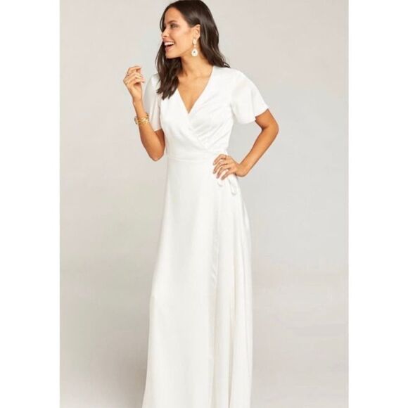NWT Show Me Your Mumu Ivory White Noelle Wrap‎ Dress Size Small - Picture 1 of 9